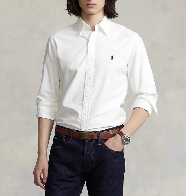 “秋枫”秋季新款男士纯棉牛津纺长袖衬衫高级感小马刺绣百搭外套