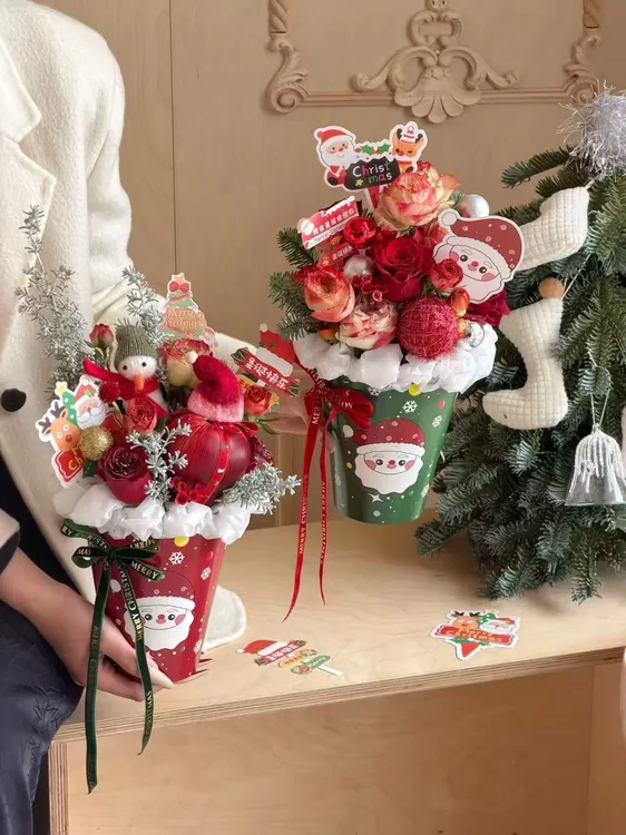 【一单包邮】圣诞快乐定型片一体成型花艺包装定型片花束包装材料