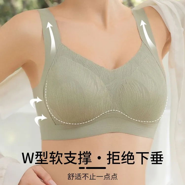 新款文胸固定杯轻薄透气无痕抹胸聚拢罩杯防下垂背心式无搭扣胸罩
