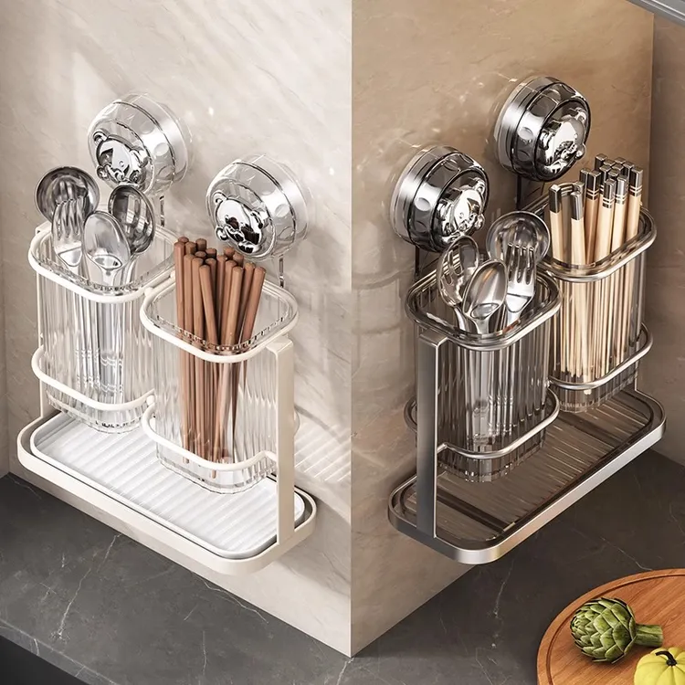 吸盘筷子收纳盒筷子筒壁挂家用筷子勺子多功能收纳架筷子笼沥水架