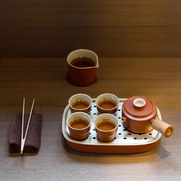 防烫侧把壶茶具套装功夫茶礼高端轻奢一壶四杯茶盘红礼盒客厅办公