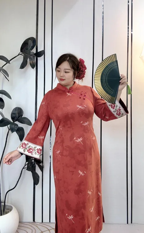 码加加51916胖MM新中式国风显白高端大气时尚洋气大码旗袍连衣裙