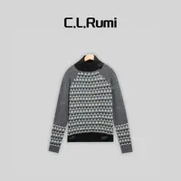 【燕子福利】订单款”时尚高领提花撞色保暖套头羊毛针织衫6438my