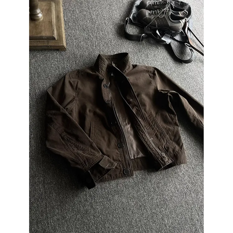 【EmE】同款AF军款仿兔毛水洗座山雕剪裁解构立领夹克冬季加厚外套