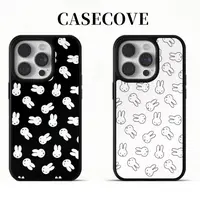 ins黑白小众米菲兔适用苹果16pro玻璃手机壳iPhone15女14全包13