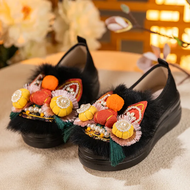 增高汉服鞋子软底不累脚原创复古民族风虎头鞋纯手工原创复古单鞋