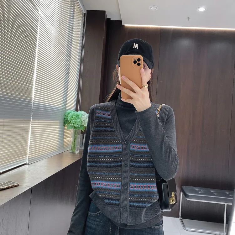 IMFLY金小金自制女装 套装DYW10131秋冬立领磨毛打底加马甲两件套