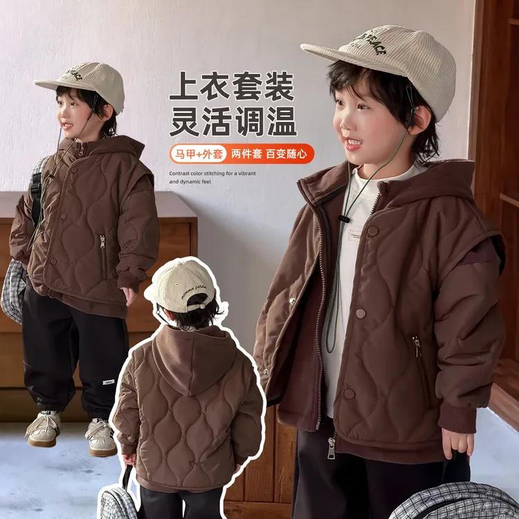 男童外套加厚2025新款秋冬上衣两件套洋气潮 WG28793悠悠童话童装