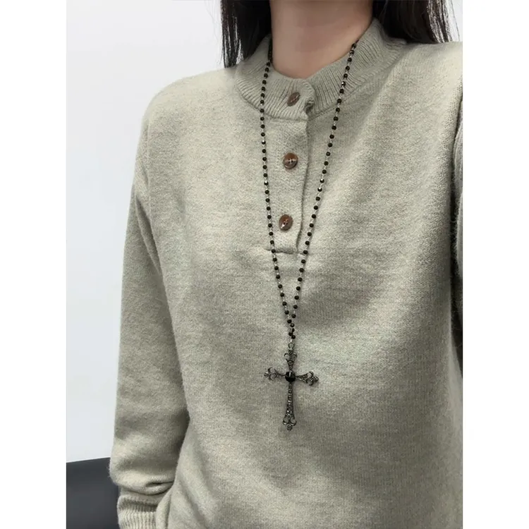 cleanfit美式亨利领毛衣男秋冬款潮牌高级感慵懒风打底针织衫内搭