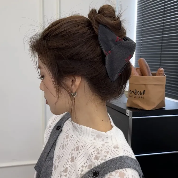 双海韩系小众复古蝴蝶结盘发抓夹女高级感时髦洋气简约百搭发夹