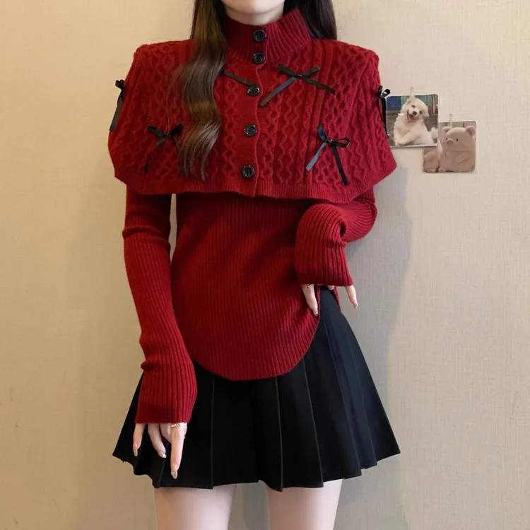 秋冬显瘦打底红色时尚针织衫毛衣上衣 2025年秋新款雪尼尔绵羊绒