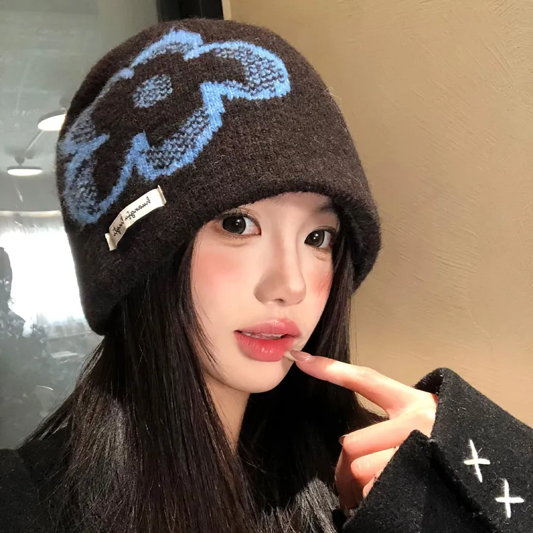 韩国ins复古提花针织帽女秋冬2025新款保暖冷帽显脸小包头帽网红