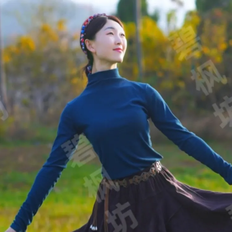 现代舞上衣古典舞服装女中国舞秋冬慕斯羊绒长袖打底形体练功服