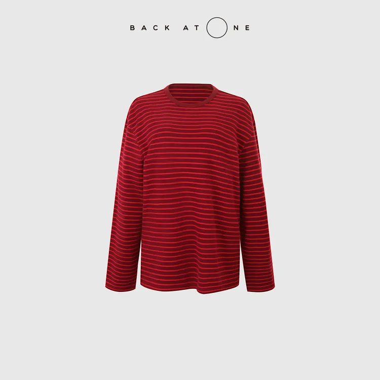 BACKATONE“红苹果乐园”远红外发热秋冬红条纹T恤 BFF-1BA175C-K