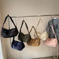 欧美复古单肩包做旧学院风斜挎包饺子包布包单肩韩版