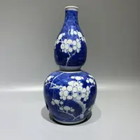 l006004.清光绪•青花冰梅葫芦瓶【古董收藏】