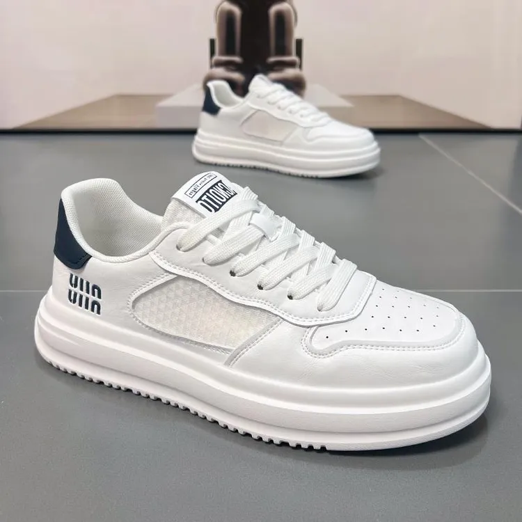 2025春夏新款小白鞋男鞋厚底百搭休闲鞋韩版透气网面运动板鞋