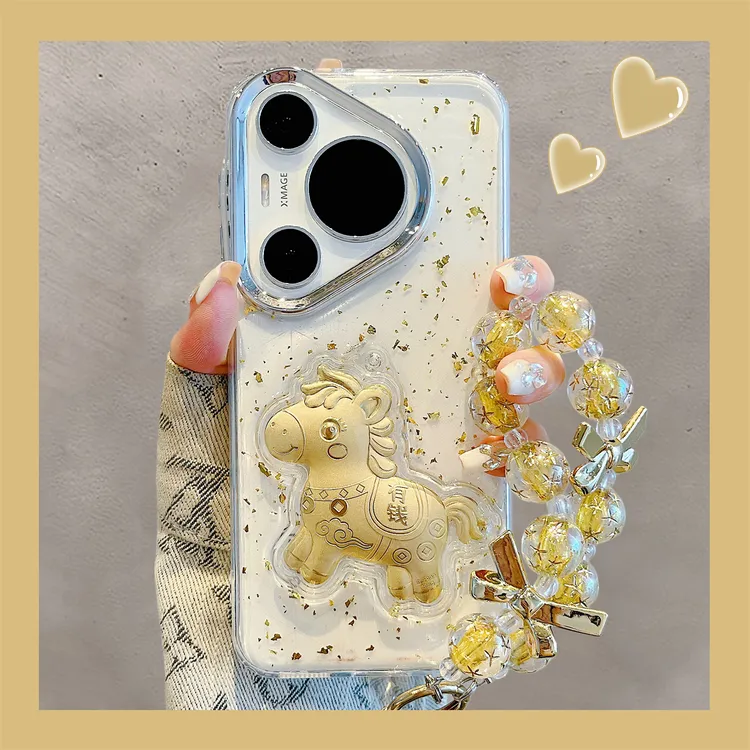 适用于华为pura70pro+新款手机壳滴胶马年马上有钱手链pura80pro+