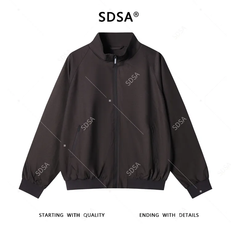 SDSA男士秋冬新款痞帅男装老钱风拉链口袋开衫立领卫衣复古外套