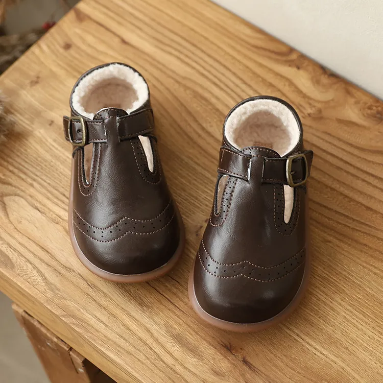 男童皮鞋真皮男童女童单鞋复古洛克英伦风童鞋舒适软底韩版宝宝鞋