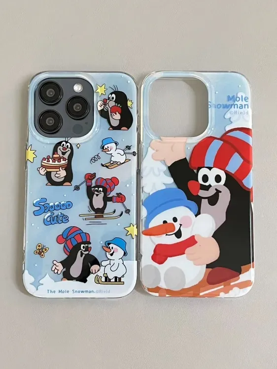 IMD雪人鼹鼠适用iphone16苹果15果冻手机壳小米OPPOVIVO荣耀华为