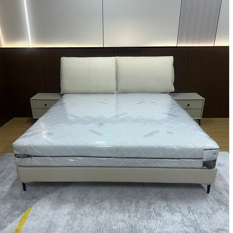 轻奢全真皮主卧室大靠背婚房软床家用可拆洗无胶水榫卯实木双人床