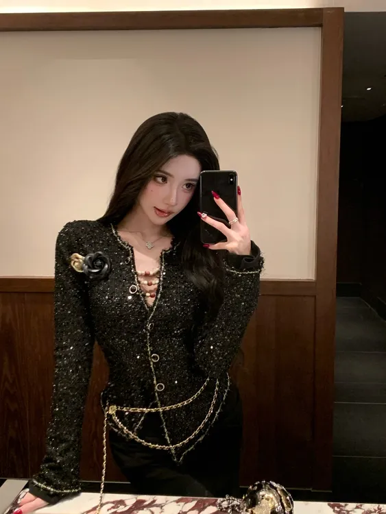 Barb Chill【晚会女主】秋季千金感小香针织重工设计感套装生日裙女