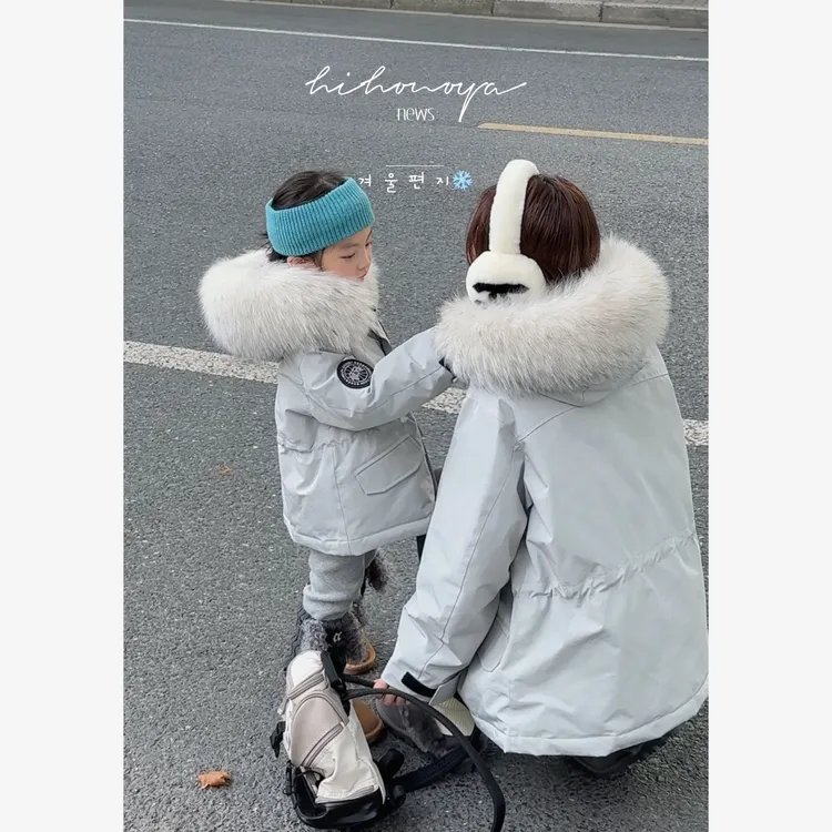 Q【冰川派克】二Hihoniya~2025冬季一家三口特氟龙三防狐狸毛派克服