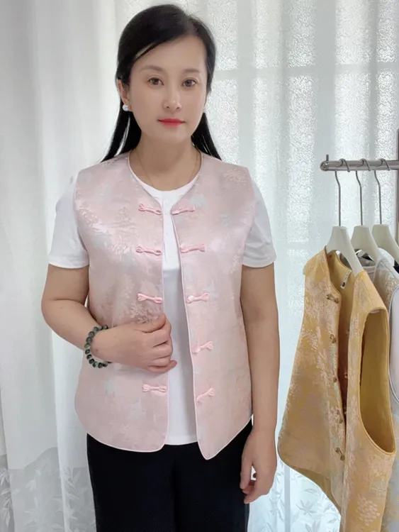 春秋新款国风山水画马甲