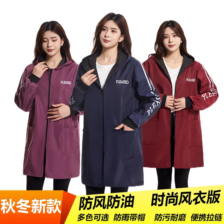 加厚罩衣透气防水极简风休闲风围裙拉链便携外穿多色防水罩衣