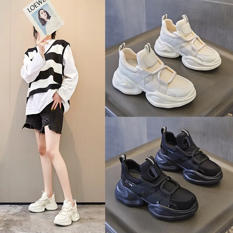 正品8cm松糕厚底内增高老爹鞋女2025秋季新款运动休闲透气小白鞋