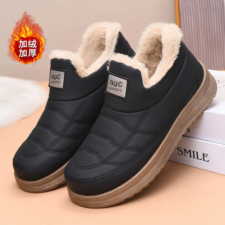 冬季老北京布鞋女棉鞋防水防滑中老年棉靴雪地靴新款加绒加厚保暖