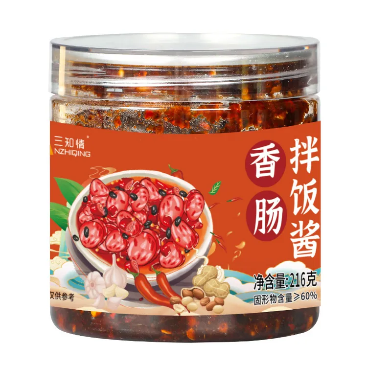 三知情香肠拌饭酱216g瓶装下饭菜拌面酱代发批发即食佐餐烹调食品