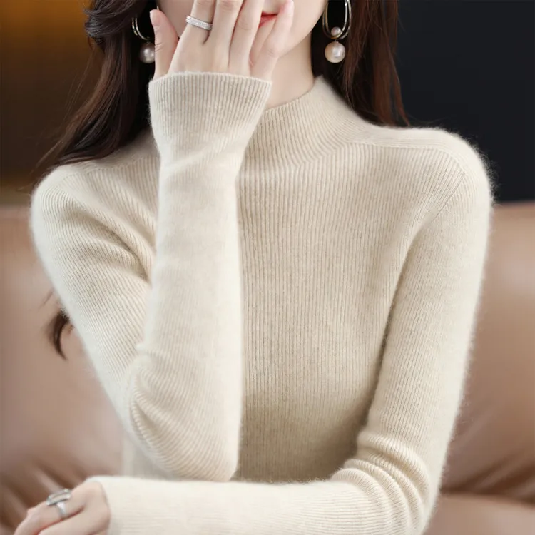 鄂尔多斯市2025秋冬款100%羊绒衫针织女毛衣套头打底显瘦洋气百搭