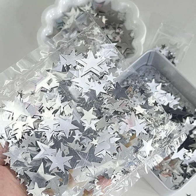 ins风高颜值银色星星亮片装饰辅料出卡打包包装配件填充物diy饰品