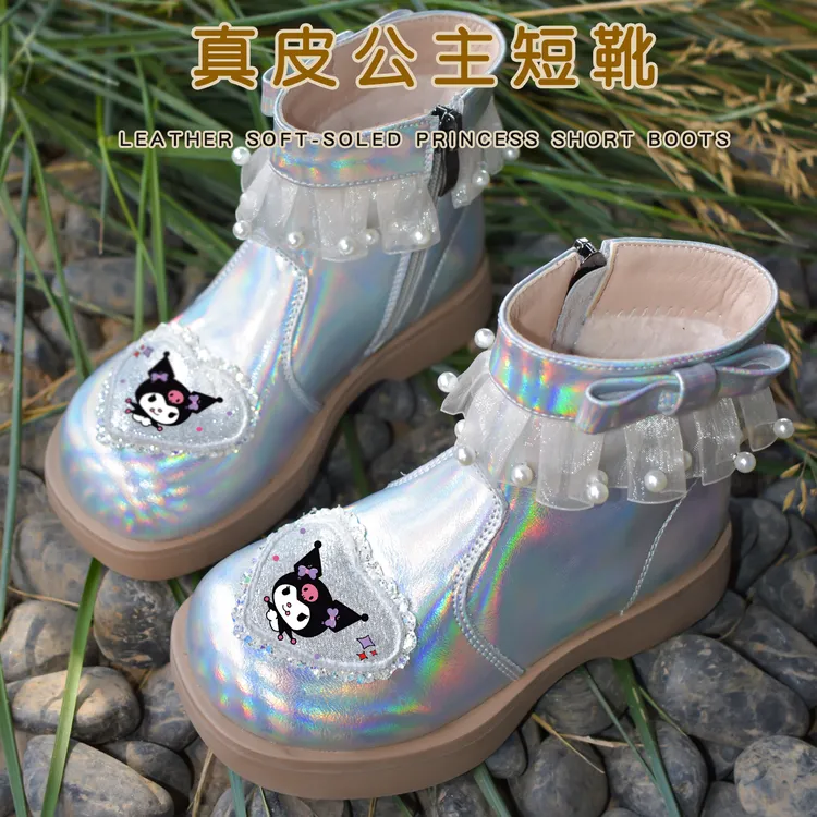 儿童靴子女童冬季真皮软底公主短靴库洛米加绒皮靴小女孩二棉靴