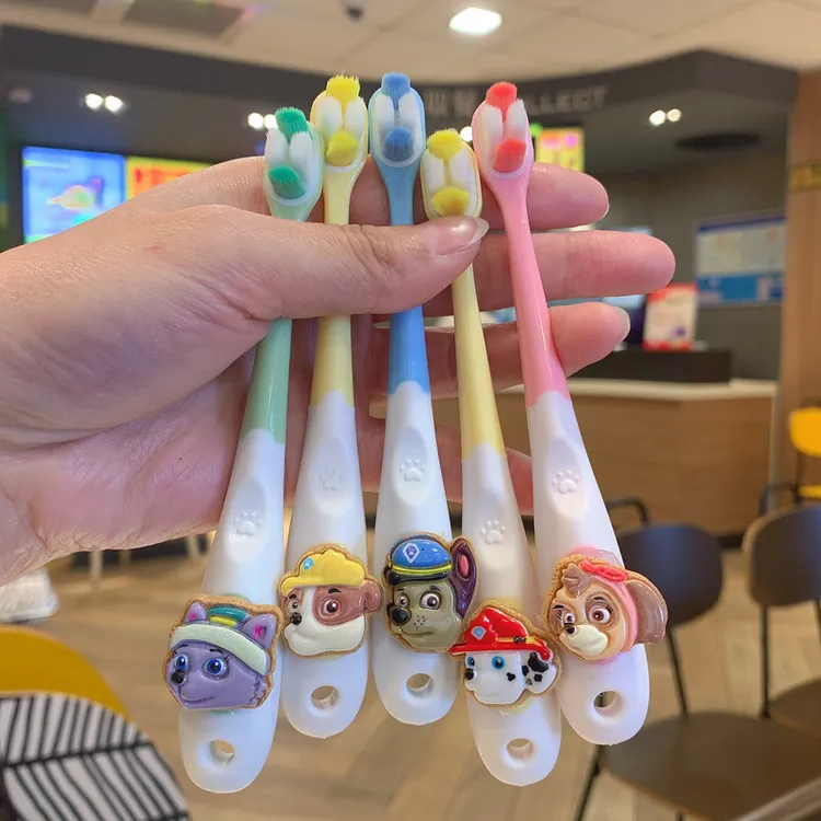 【5支装】万毛刷卡通海绵宝宝儿童软毛牙刷3-6-10岁乳牙护齿护龈刷
