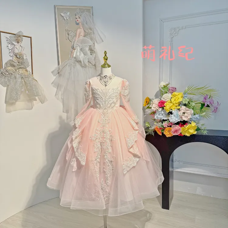 女童高端礼服重工生日公主裙蓬蓬主持唱歌朗钢琴演奏演出秋冬走秀