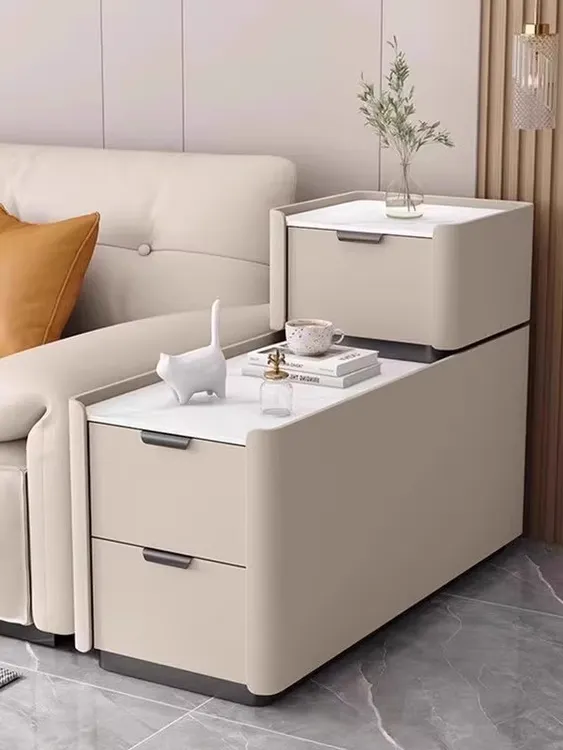 2025新款落地沙发边几轻奢高级感小型实木夹缝侧边柜简约现代边柜