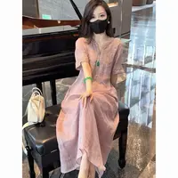 【清货+运费险】棉麻重工刺绣V领温柔国风宽松显瘦气质连衣裙Y100