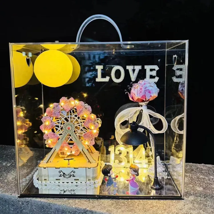 摩天轮八音盒有钱花diy材料包全套惊喜盒子情人节生日礼物送女友