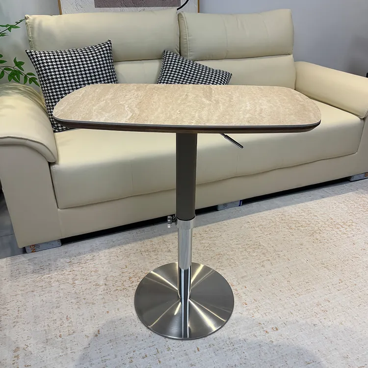 中古风茶边几床边桌沙发客厅升降小圆桌马鞍皮小桌子角几网红家具