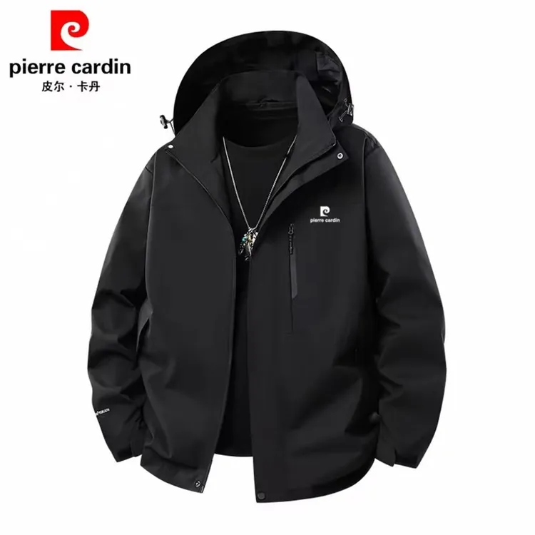 皮尔卡丹冲锋衣外套男士2025春秋季薄款户外运动防风休闲大码夹克