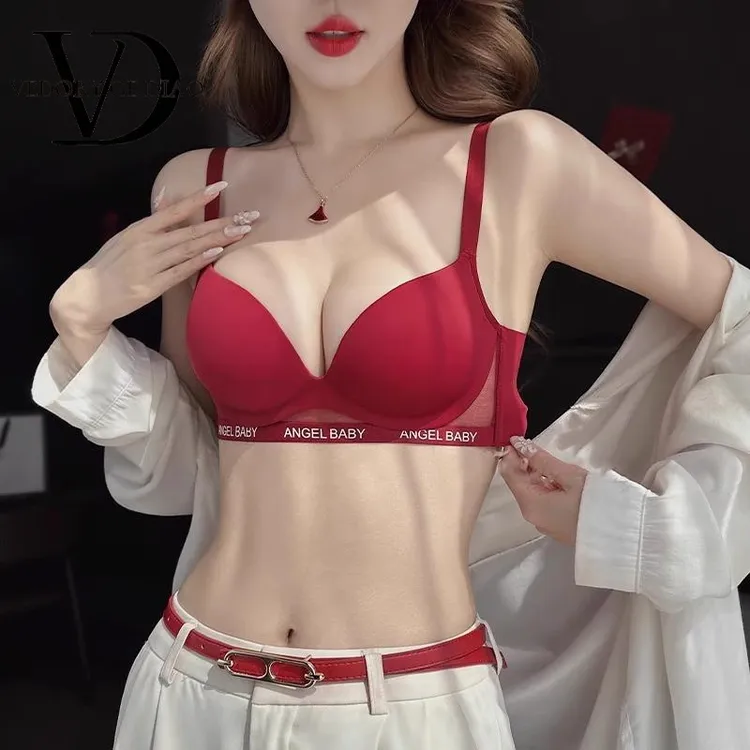 维多利亚红色内衣女本命年套装小胸聚拢深V2025新款属蛇结婚新娘