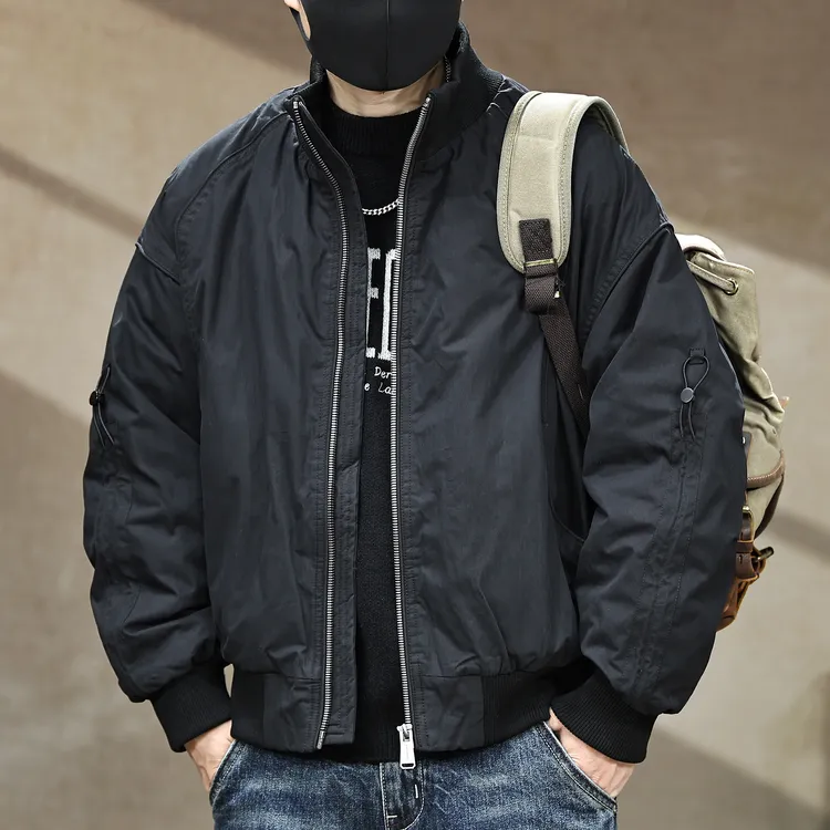 新国标90白鸭绒短款立领羽绒服男冬季户外防寒保暖复古工装外套潮