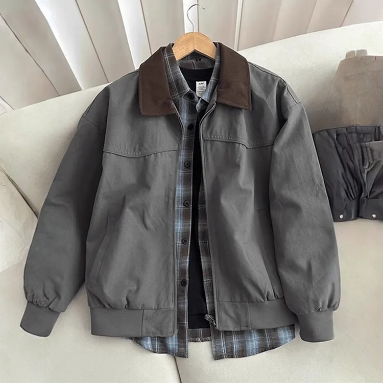 真维斯美式cleanfit复古底特律工装外套男款秋季翻领棒球服夹克