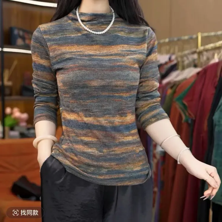 【水墨丹青】TG秋冬阳离子双面德绒半高领打底衫女士保暖遮肉显瘦