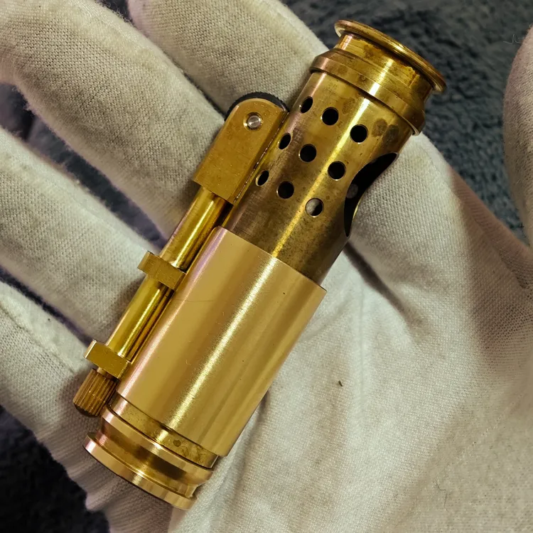 手工黄铜弹壳战壕打火机复古防风拉栓个性怀旧男士礼品经典老式