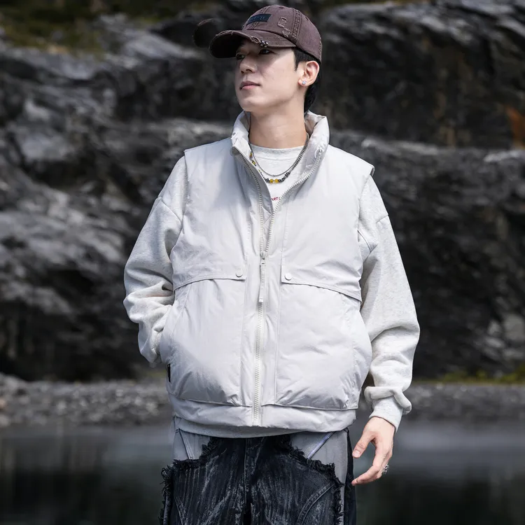 AOGZ羽绒马甲立领上衣男女同款加绒加厚保暖背心情侣款外穿坎肩潮