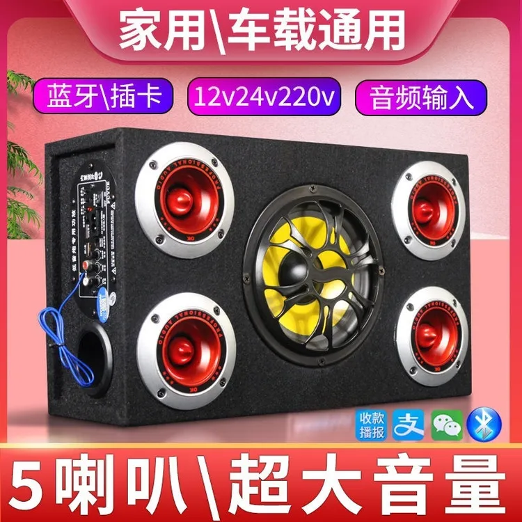 新款5喇叭家用车载低音炮蓝牙高清音质后备箱低音炮2025新款